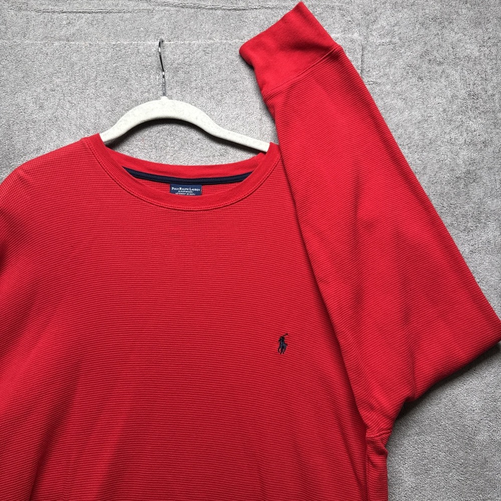Polo Ralph Lauren Waffle Knit Shirt Mens 2XL Red Thermal Pullover Layer